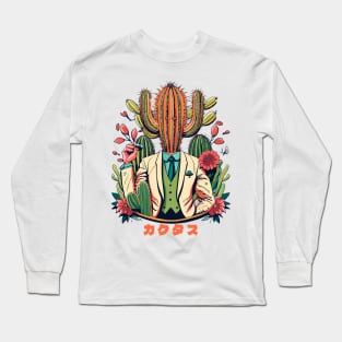 Cactus Head Illustration Long Sleeve T-Shirt